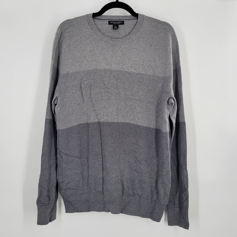 Banana Republic Men's 75% Silk 20% Cotton 5% Cashmere Striped Sweater Mens M
